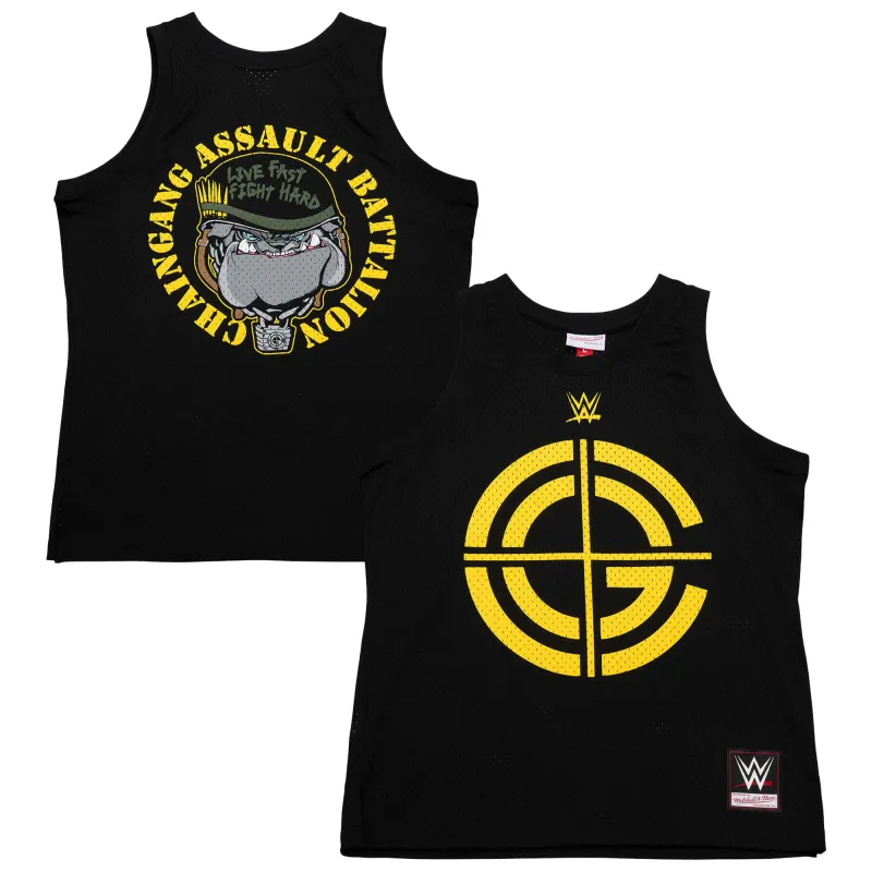 Men's Mitchell & Ness Black John Cena Bulldog Crosshairs Tank Jersey made by Mitchell & Ness