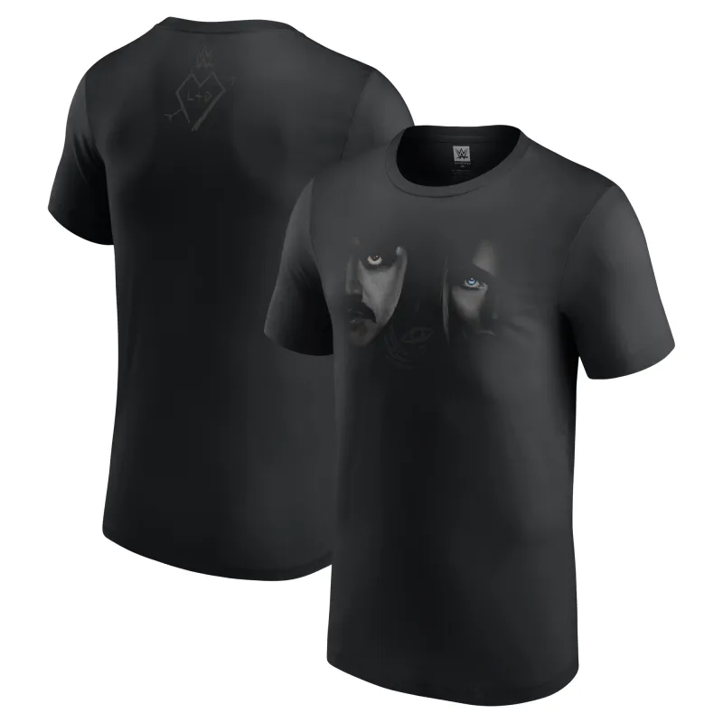Men's Black Dominik Mysterio & Liv Morgan Half Face T-Shirt made by WWE