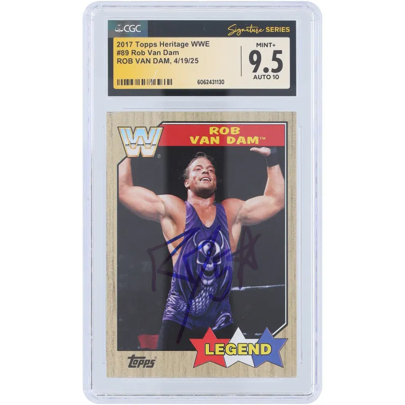 Rob Van Dam WWE Autographed 2017 Topps Heritage #89 CGC Fanatics Witnessed Authenticated 9.5/10 Card sold by WWE