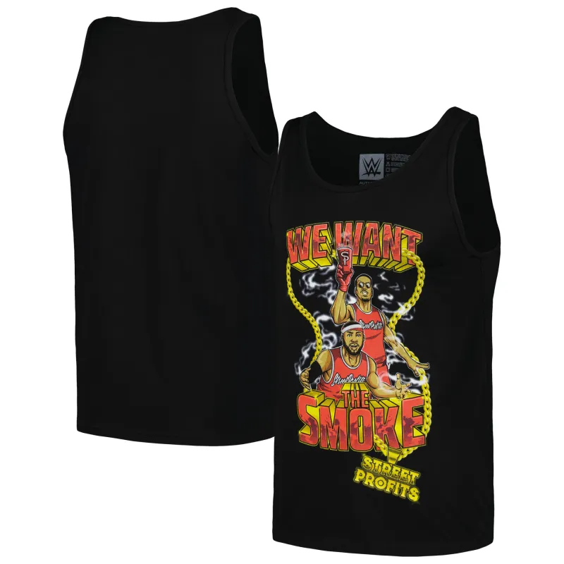 Men's Black Street Profits We Want The Smoke Scoop Neck Tank Top sold by WWE