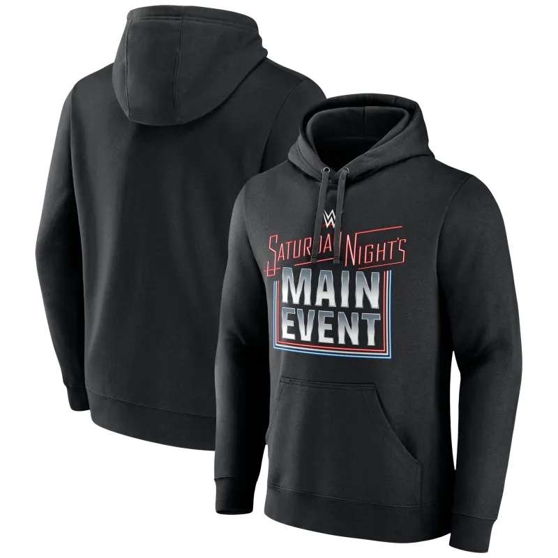 Men's Black WWE Saturday Night's Main Event Pullover Hoodie sold by WWE