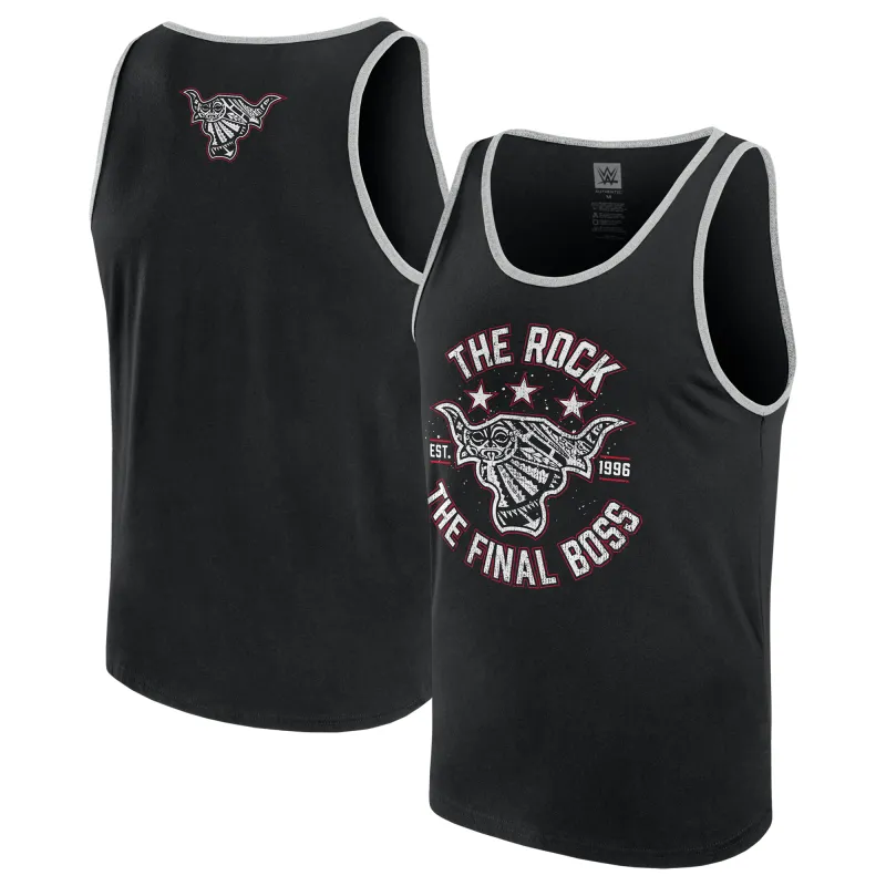 Men's Black The Rock The Final Boss Tank Top sold by WWE