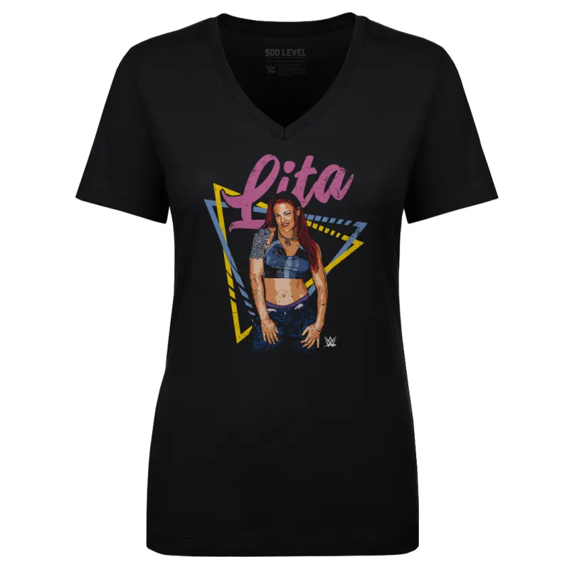 Women's 500 Level  Black Lita V-Neck T-Shirt sold by WWE