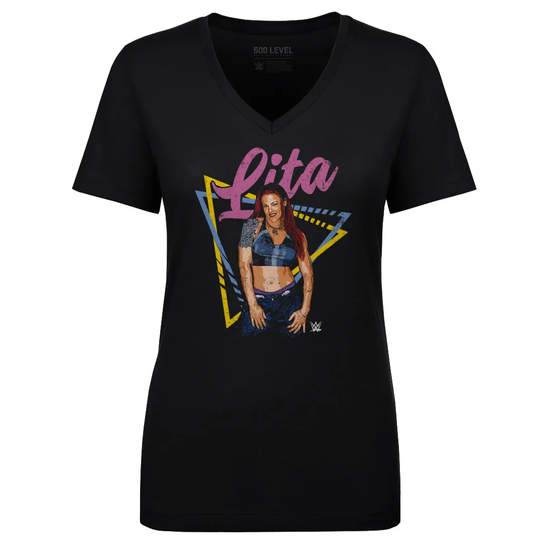 Women's 500 Level Black Lita V-Neck T-Shirt sold by WWE