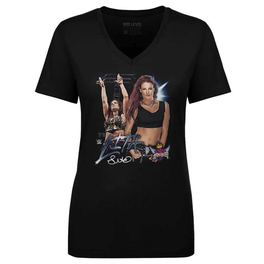 Women's 500 Level Black Lita 25th Anniversary Vintage V-Neck T-Shirt sold by WWE