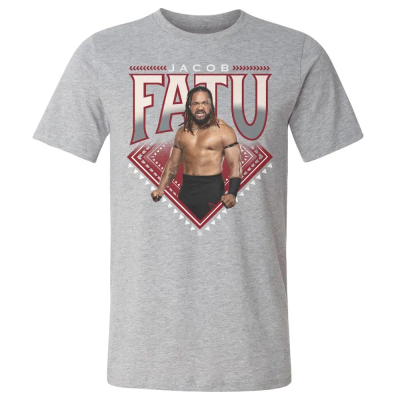 Men's 500 Level Heather Gray Jacob Fatu Superstar Name T-Shirt sold by WWE