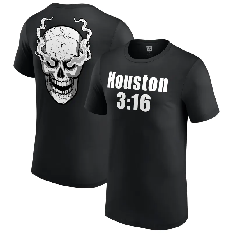 Men's Black "Stone Cold" Steve Austin Houston 3:16 T-Shirt sold by WWE