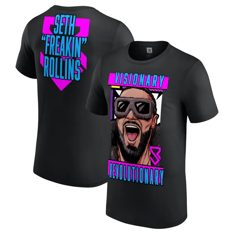 Men's Black Seth "Freakin" Rollins Visionary Revolutionary T-Shirt sold by WWE
