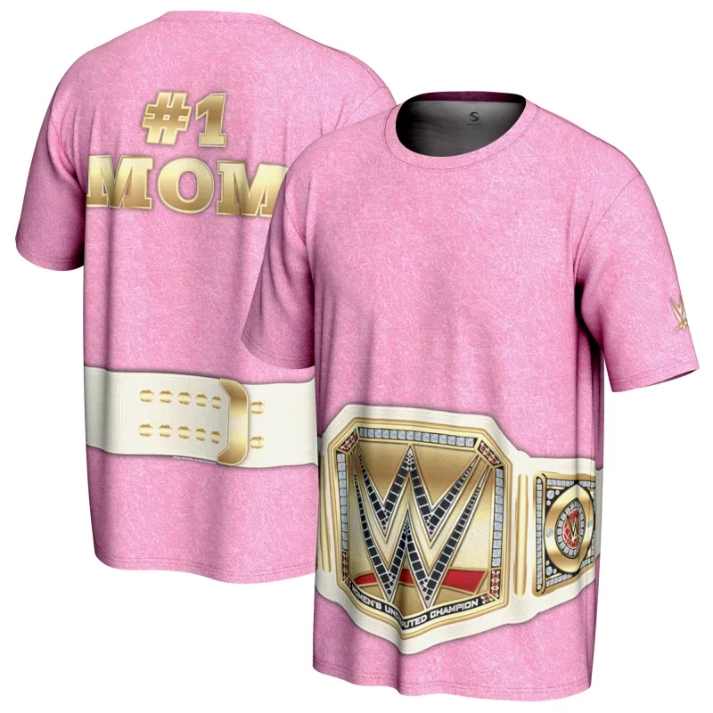 Men's ProSphere Pink WWE Mother's Day Title Belt T-Shirt sold by WWE