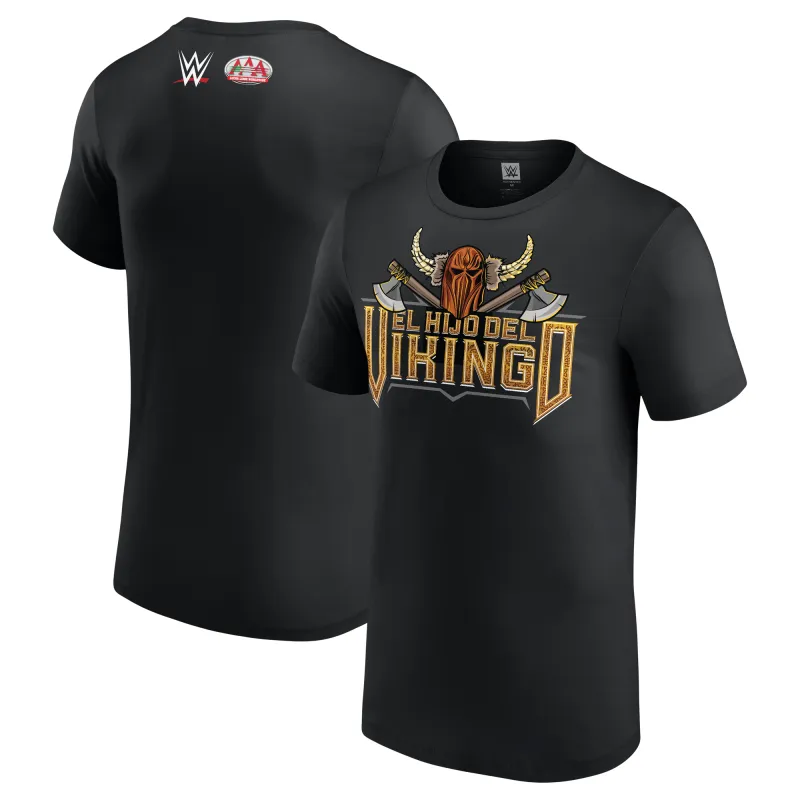 Men's Black El Hijo del Vikingo AAA Superstar Logo T-Shirt made by WWE