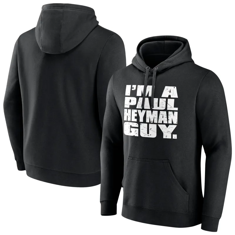 Men's Black Paul Heyman I'm A Paul Heyman Guy Pullover Hoodie made by WWE