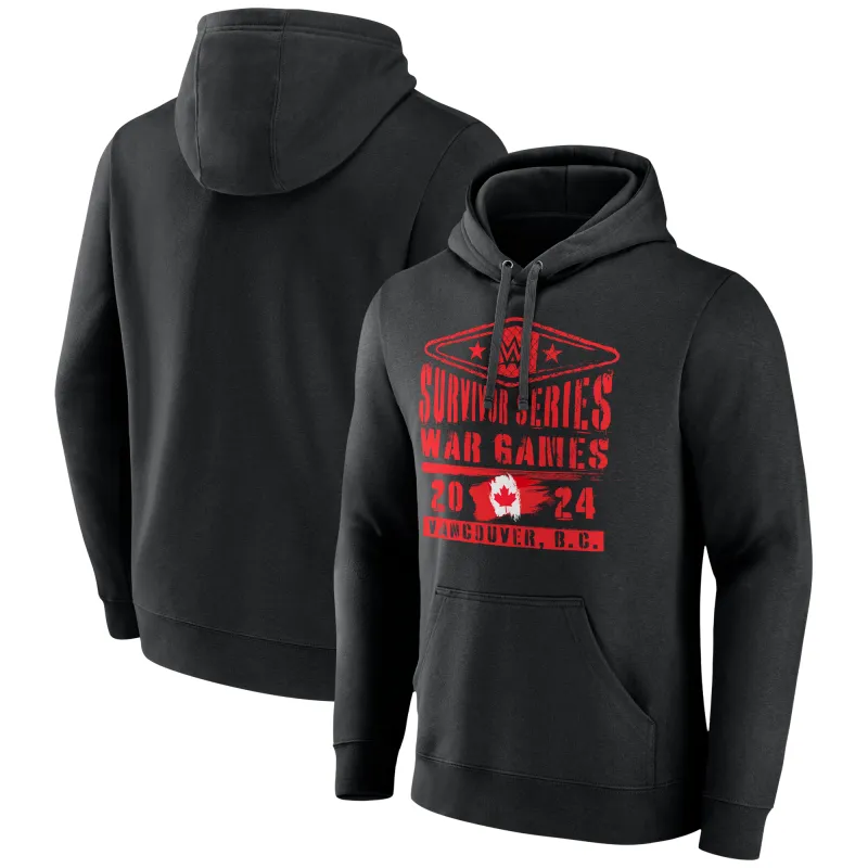 Men's Fanatics Black Survivor Series War Games 2024 Stacked Logo Pullover Hoodie sold by WWE