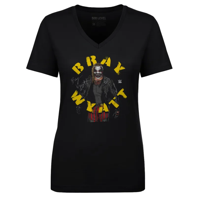 Women's 500 Level Black Bray Wyatt Arch Name V-Neck T-Shirt sold by WWE