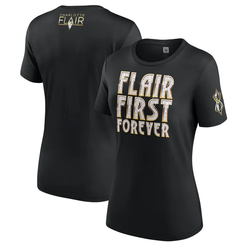Women's WWE Black Charlotte Flair Women's Royal Rumble 2025 Winner T-Shirt sold by WWE
