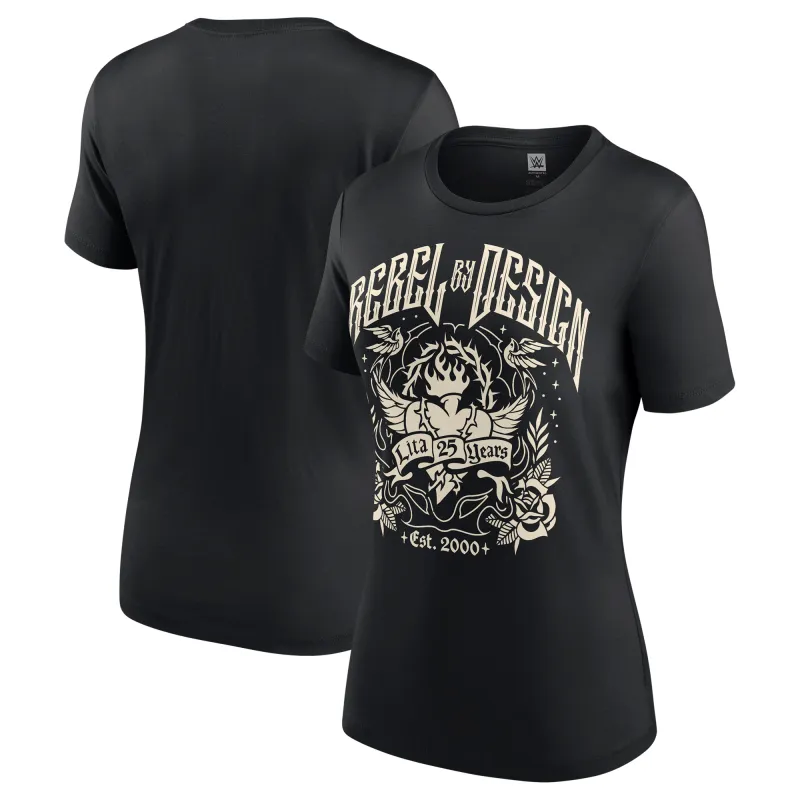 Women's Black Lita 25 Years Logo T-Shirt made by WWE
