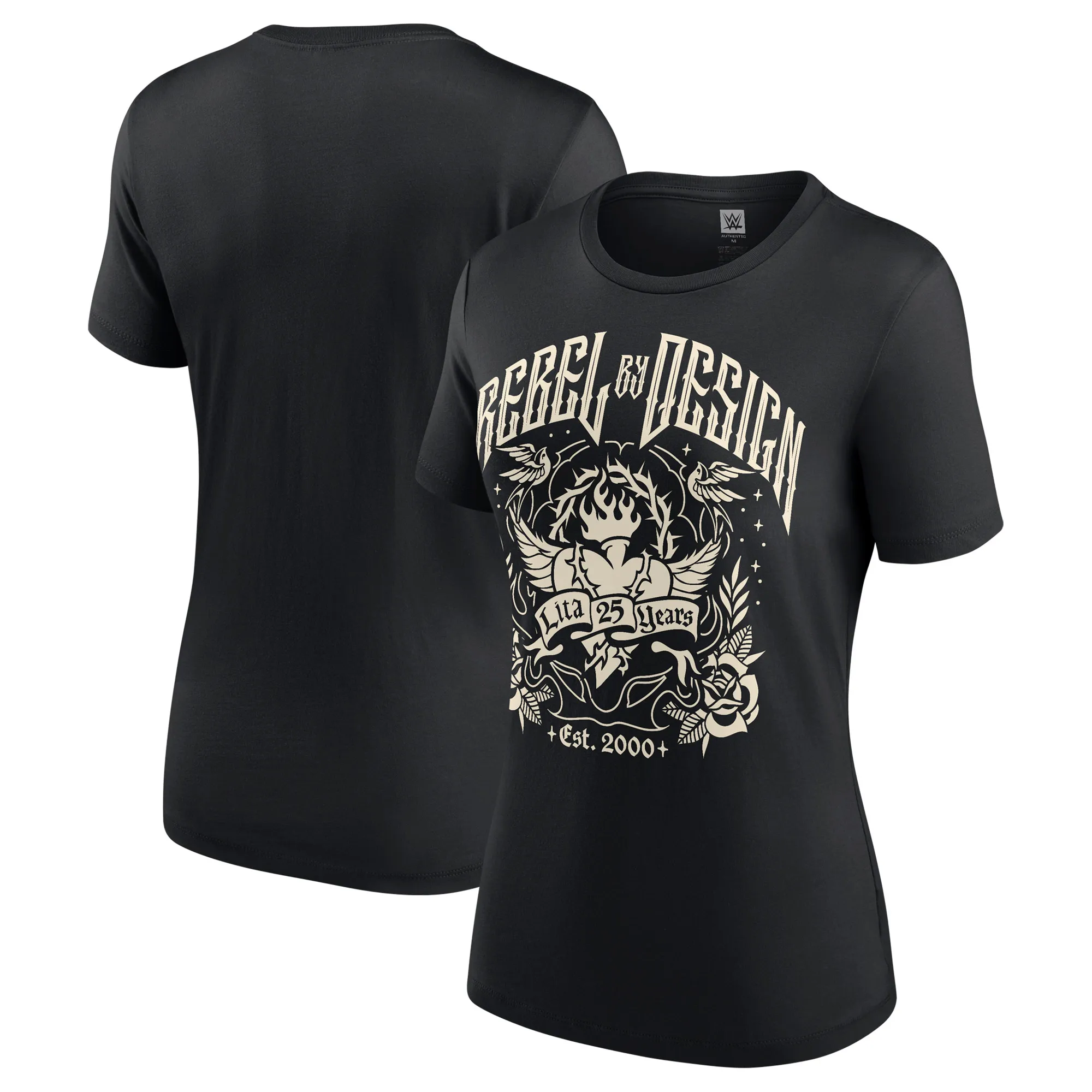 Women's Black Lita 25 Years Logo T-Shirt sold by WWE
