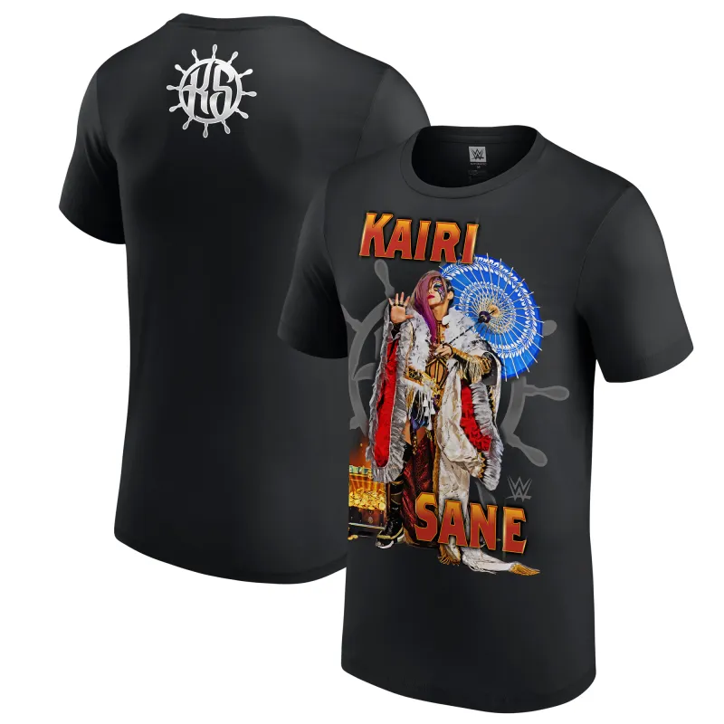 Men's Black Kairi Sane Wheel T-Shirt made by WWE
