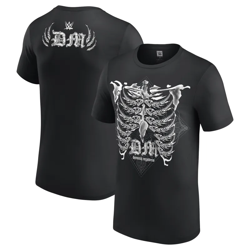 Men's Black Dominik Mysterio Bandana Rib Cage T-Shirt made by WWE