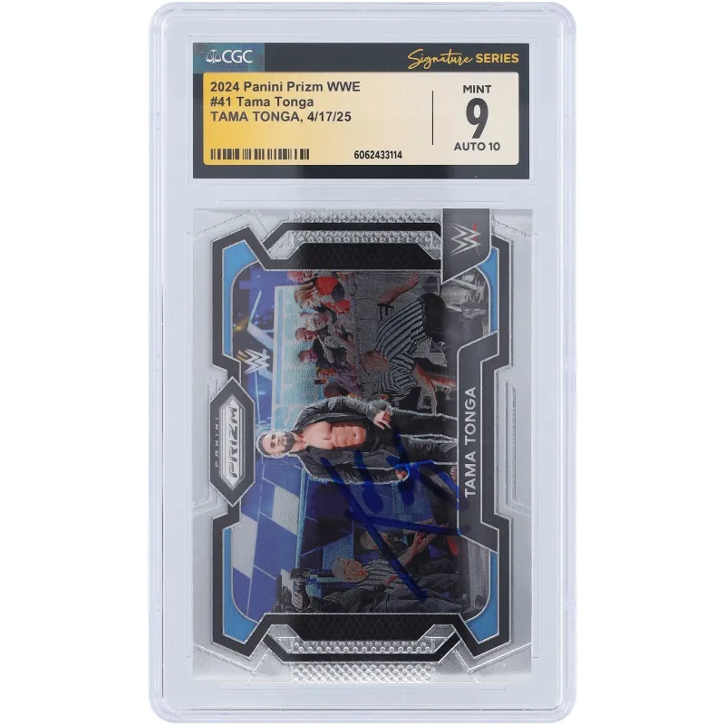 Tama Tonga WWE Autographed 2024 Panini Prizm #41 CGC Fanatics Witnessed Authenticated 9/10 Card sold by WWE