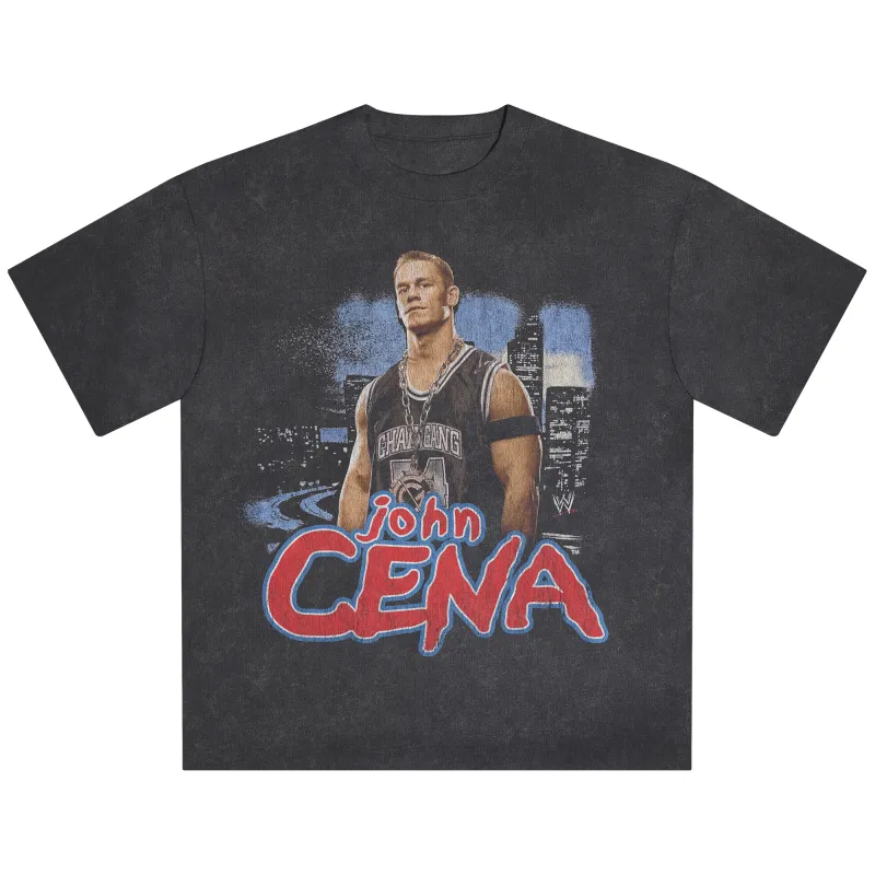 Men's Black John Cena Snow Wash Thug-A-Nomics Boxy T-Shirt sold by WWE