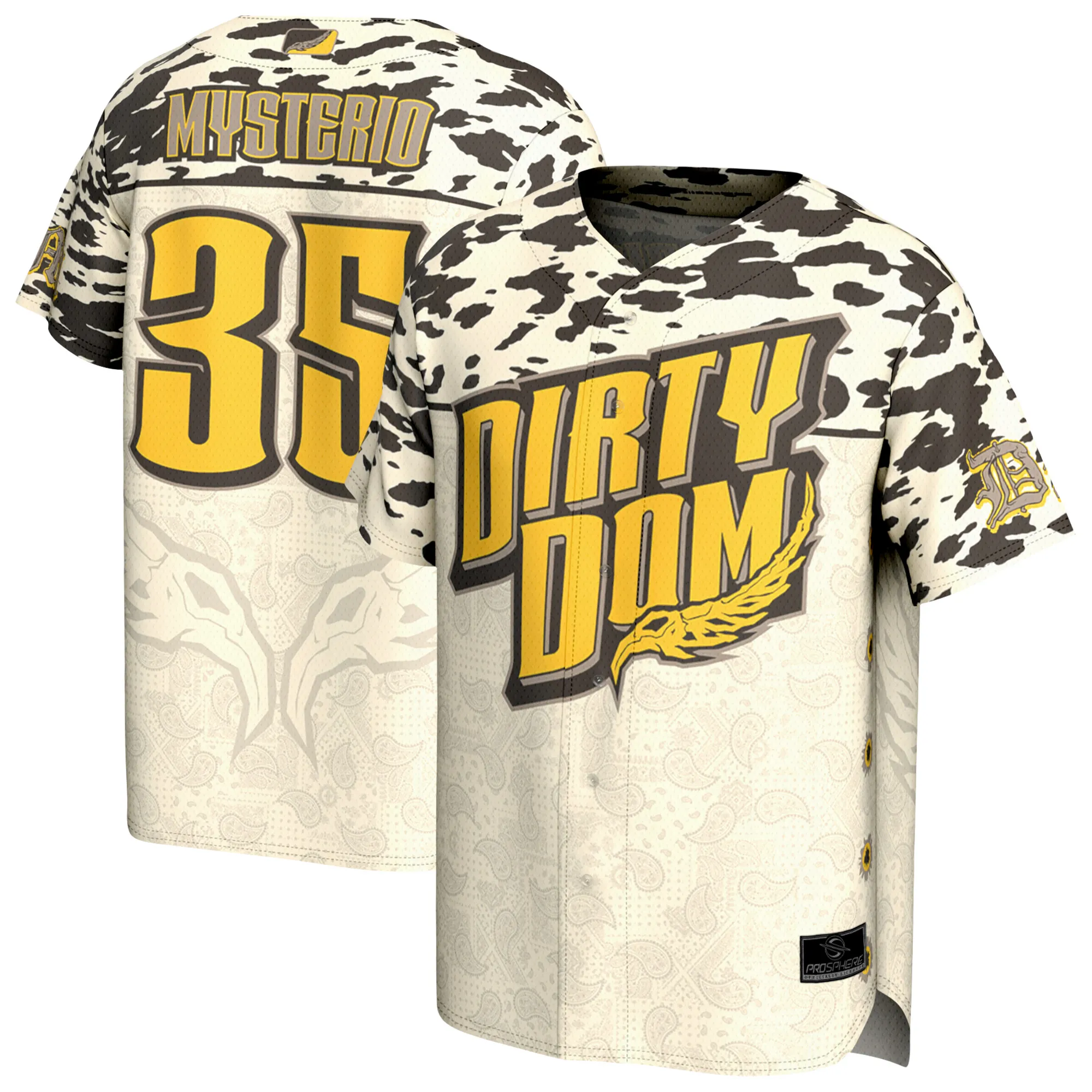 Unisex ProSphere Tan Dominik Mysterio San Diego Baseball Jersey sold by WWE