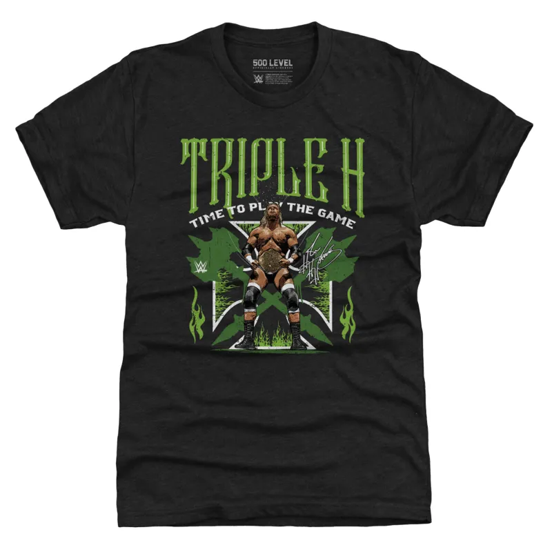Men's 500 Level  Heather Black Triple H Premium T-Shirt sold by WWE
