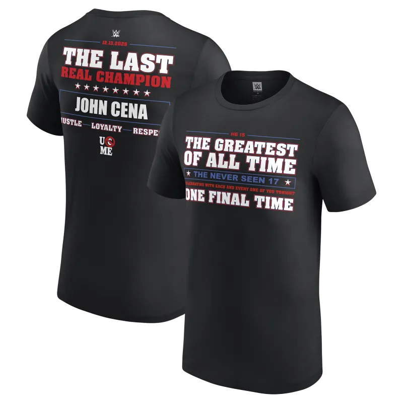 Men's Black John Cena Greatest Of All Time T-Shirt sold by WWE