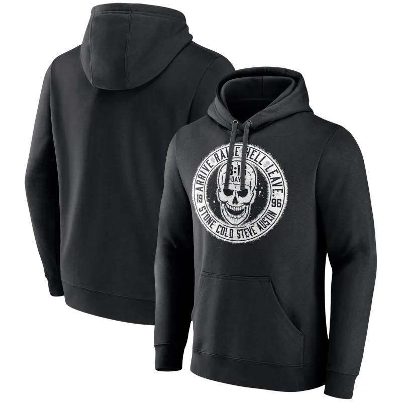 Men's Black "Stone Cold" Steve Austin Arrive. Raise Hell. Leave Pullover Hoodie sold by WWE