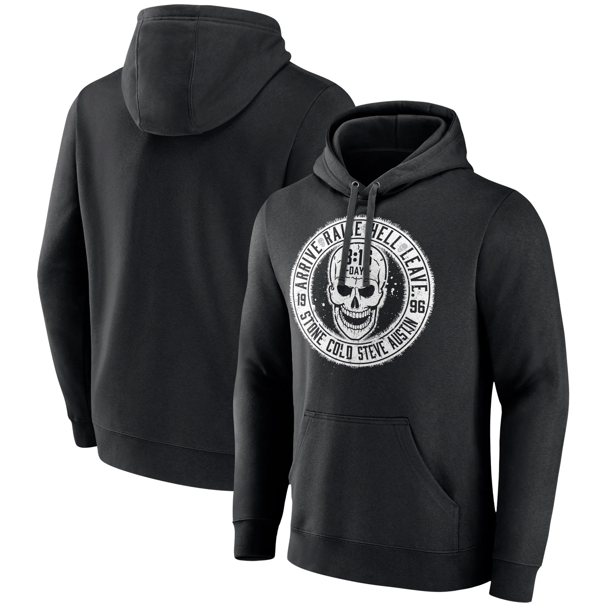 Men's Black "Stone Cold" Steve Austin Arrive. Raise Hell. Leave Pullover Hoodie sold by WWE