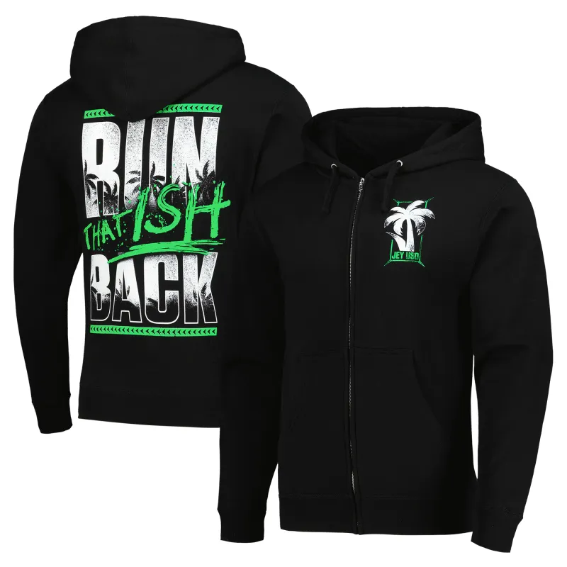 Men's Black Jey Uso That Ish Back Full-Zip Hoodie sold by WWE