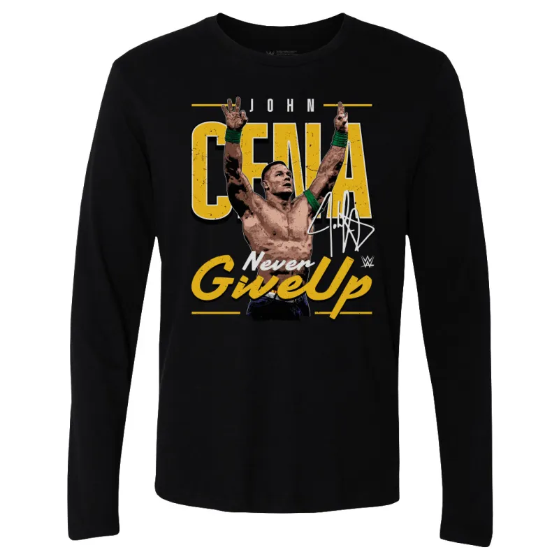 Men's 500 Level Black John Cena Never Give Up Long Sleeve T-Shirt made by 500 Level