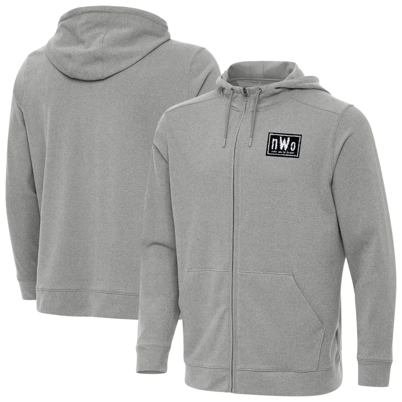 Men's Antigua Heather Gray nWo Effortless Full-Zip Hoodie sold by WWE