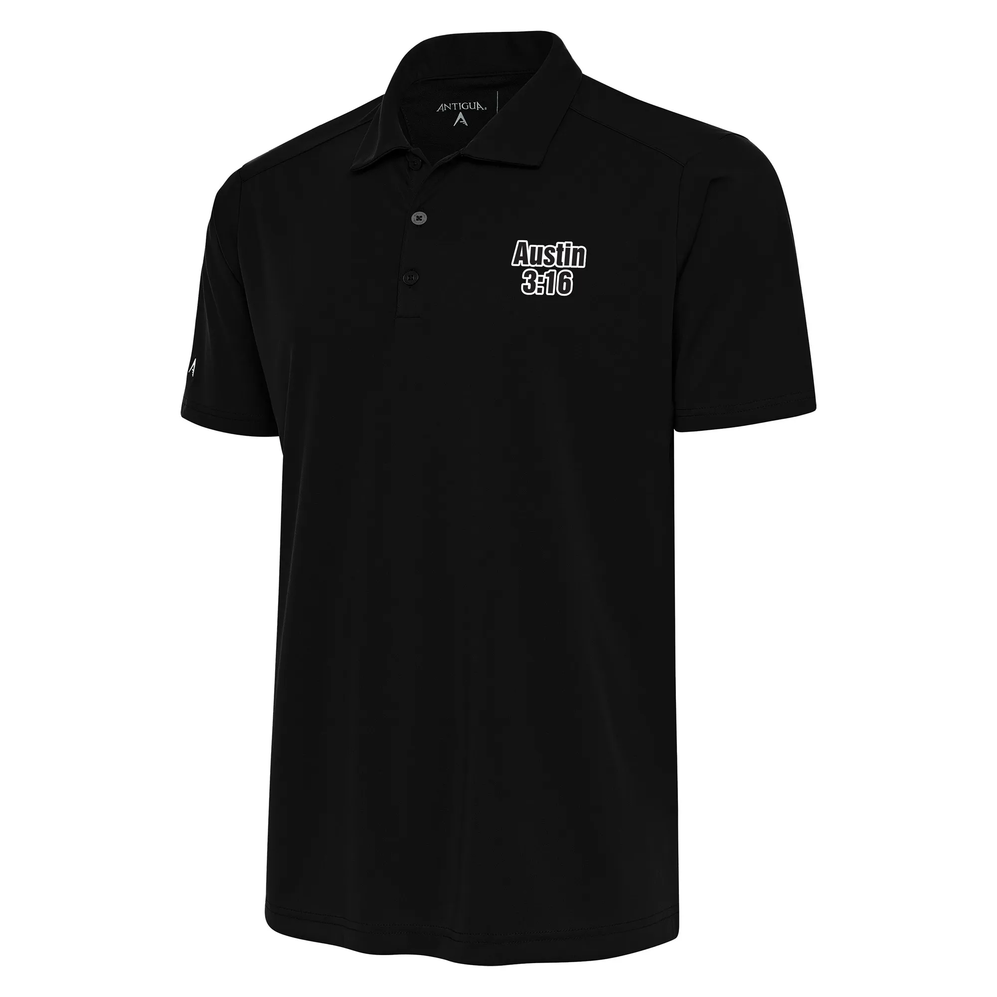 Men's Antigua Black "Stone Cold" Steve Austin Tribute Polo sold by WWE