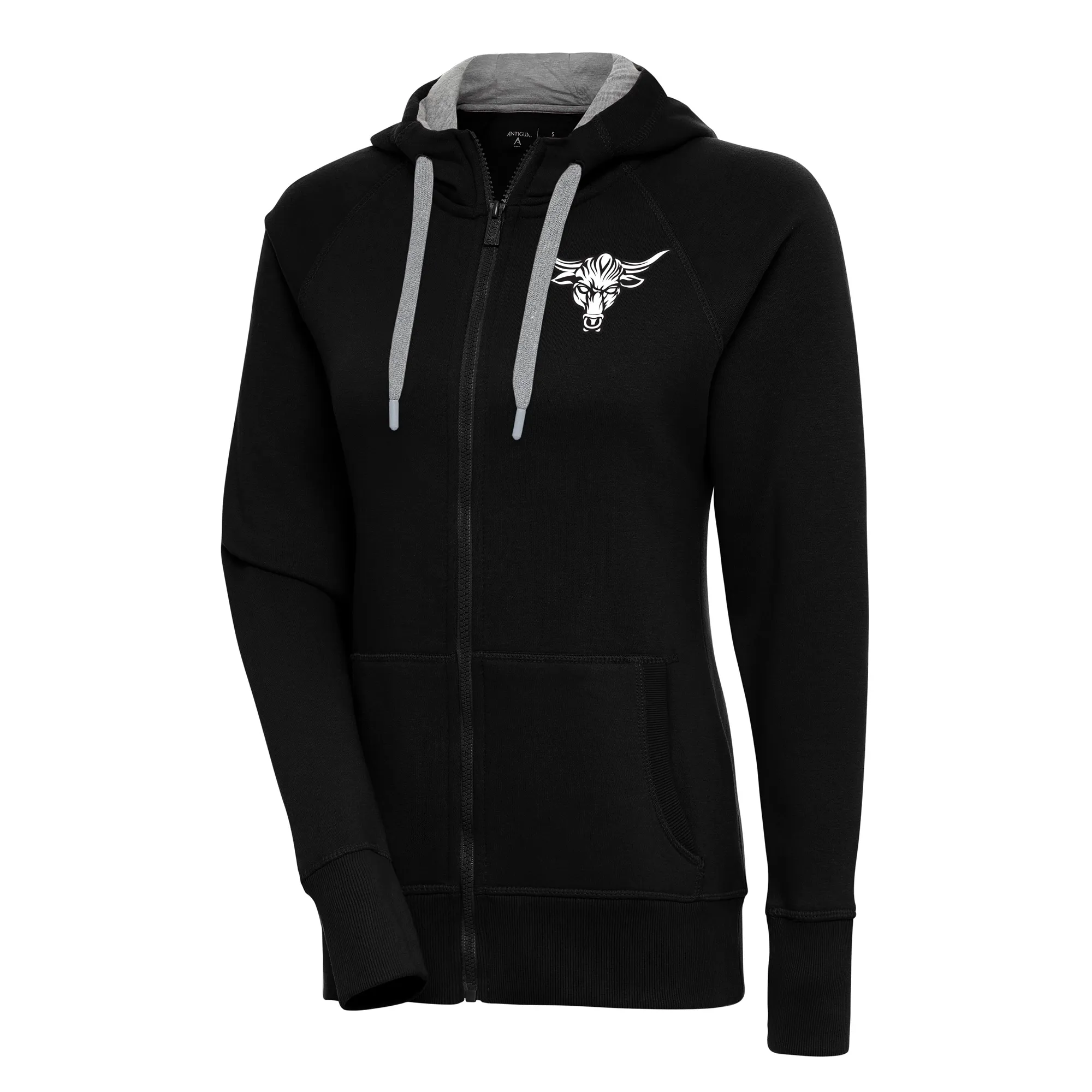 Women's Antigua Black The Rock Victory Raglan Full-Zip Hoodie sold by WWE