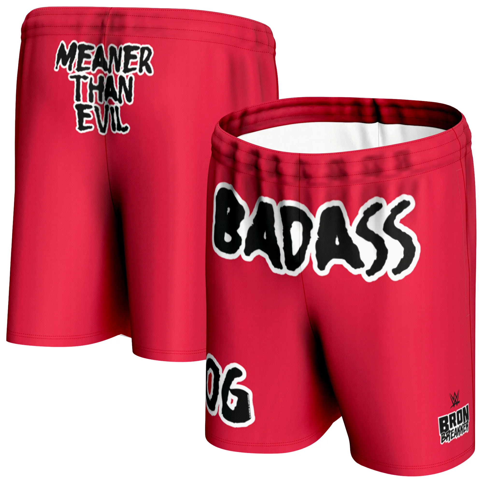 Men's ProSphere Red Bron Breakker Badass Shorts sold by WWE