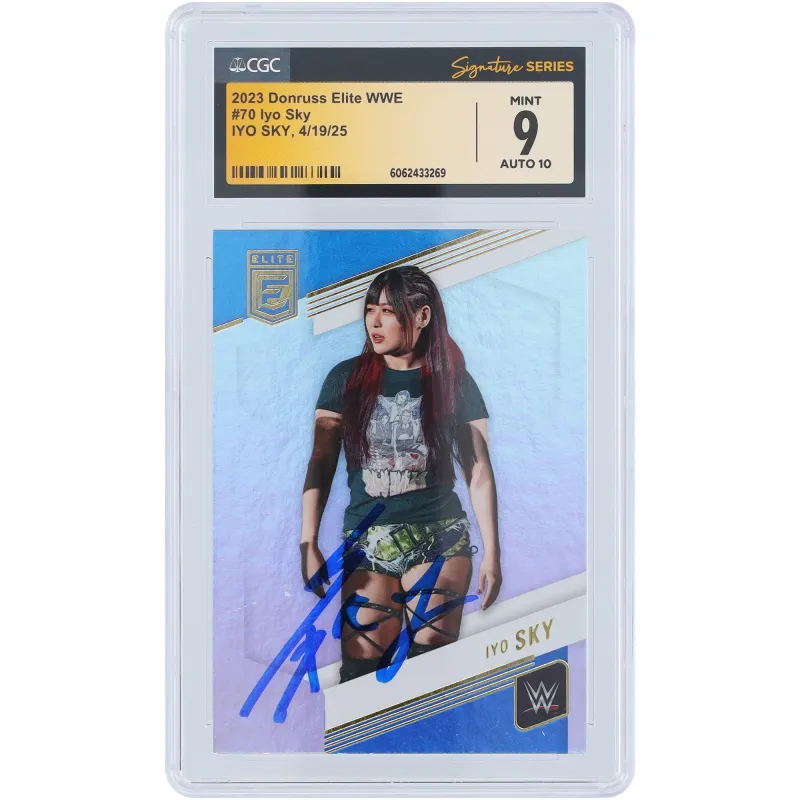 IYO SKY WWE Autographed 2023 Panini Donruss Elite #70 CGC Fanatics Witnessed Authenticated 9/10 Card sold by WWE