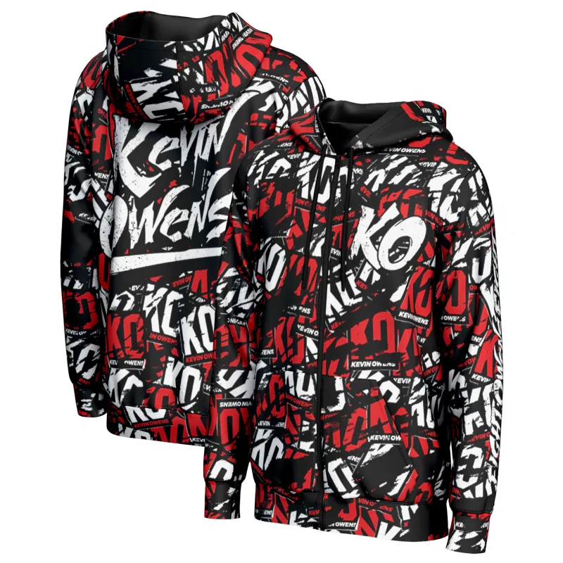Men's ProSphere Black Kevin Owens Fight Owens Fight Full-Zip Hoodie sold by WWE