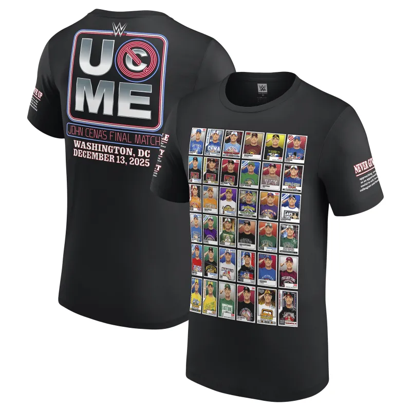 Men's Black John Cena Trading Cards T-Shirt sold by WWE
