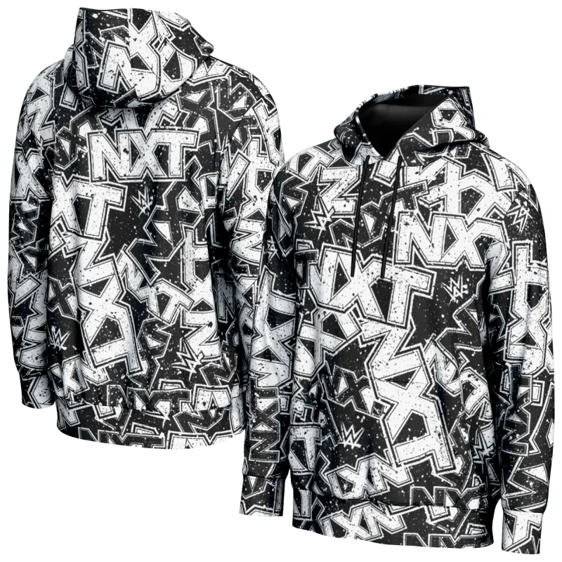 Men's ProSphere Black NXT Logo Allover Print Hoodie sold by WWE