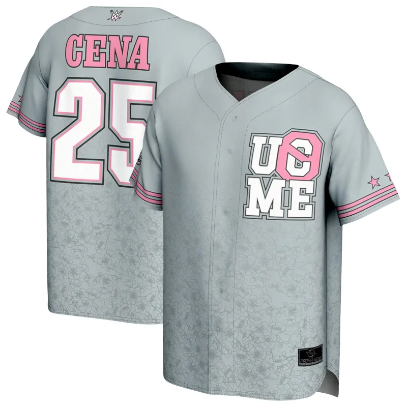 Men's ProSphere Gray John Cena Final Match Fashion Baseball Jersey sold by WWE