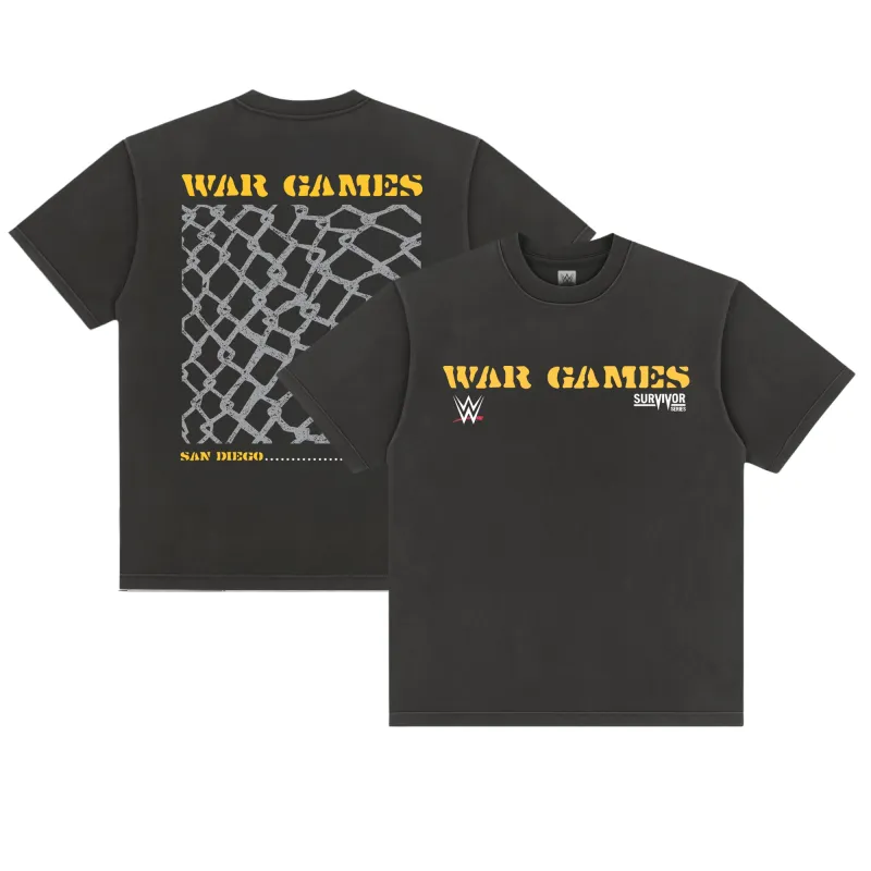 Men's Black WWE x Kate Wein Survivor Series: War Games 2025 Boxy T-Shirt sold by WWE