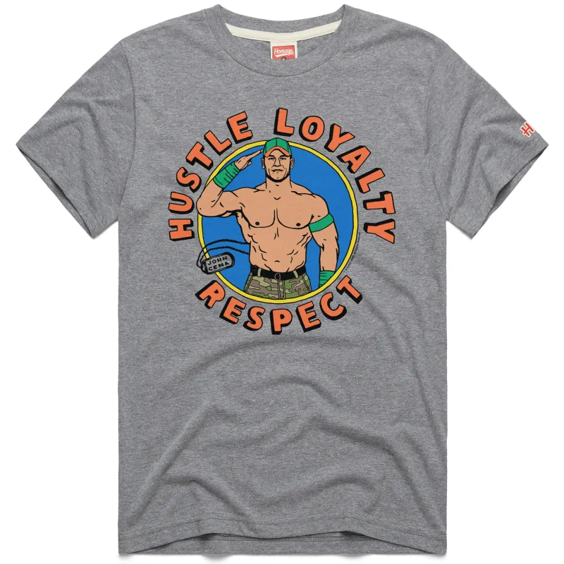 Men's Homage Gray John Cena Hustle Loyalty Respect Tri-Blend T-Shirt sold by WWE