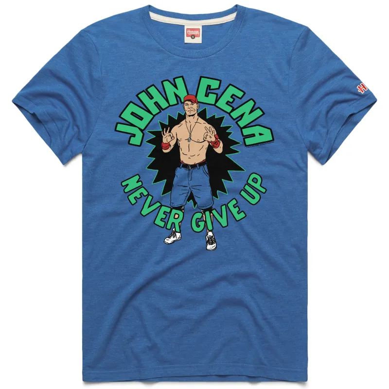 Men's Homage Royal John Cena Never Give Up Tri-Blend T-Shirt sold by WWE