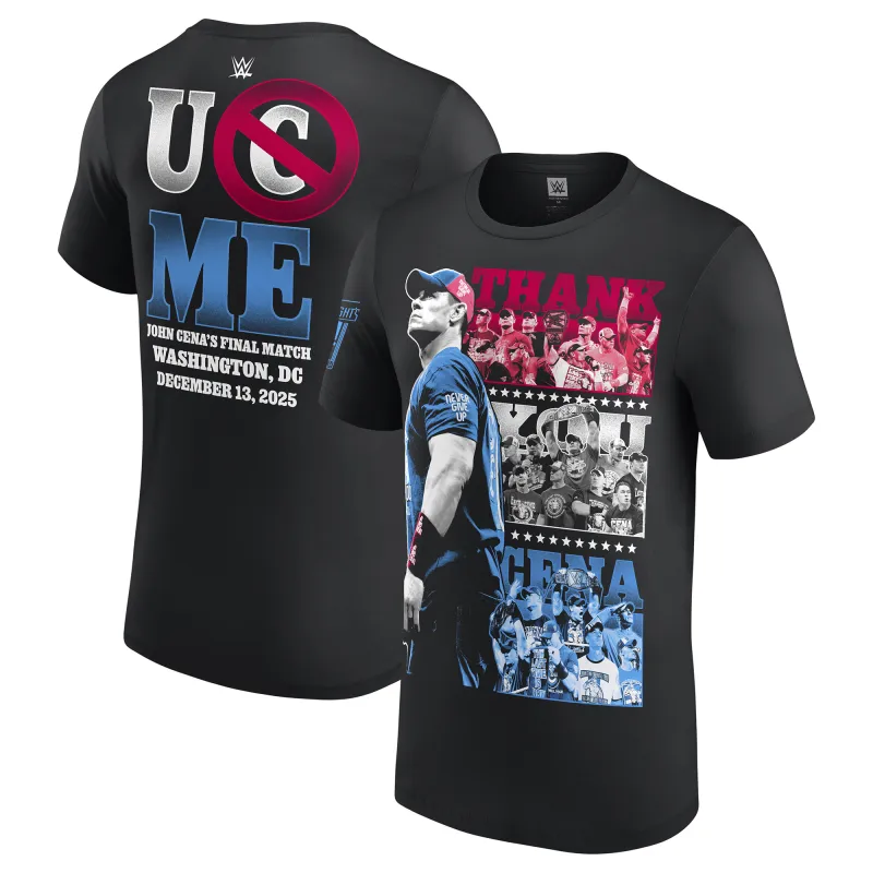 Men's Black John Cena Thank You Cena Red, White and Blue T-Shirt sold by WWE