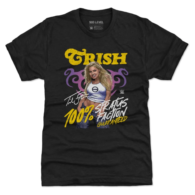 Men's 500 Level Heather Black Trish Stratus Stratusfaction Premium Tri-Blend T-Shirt sold by WWE