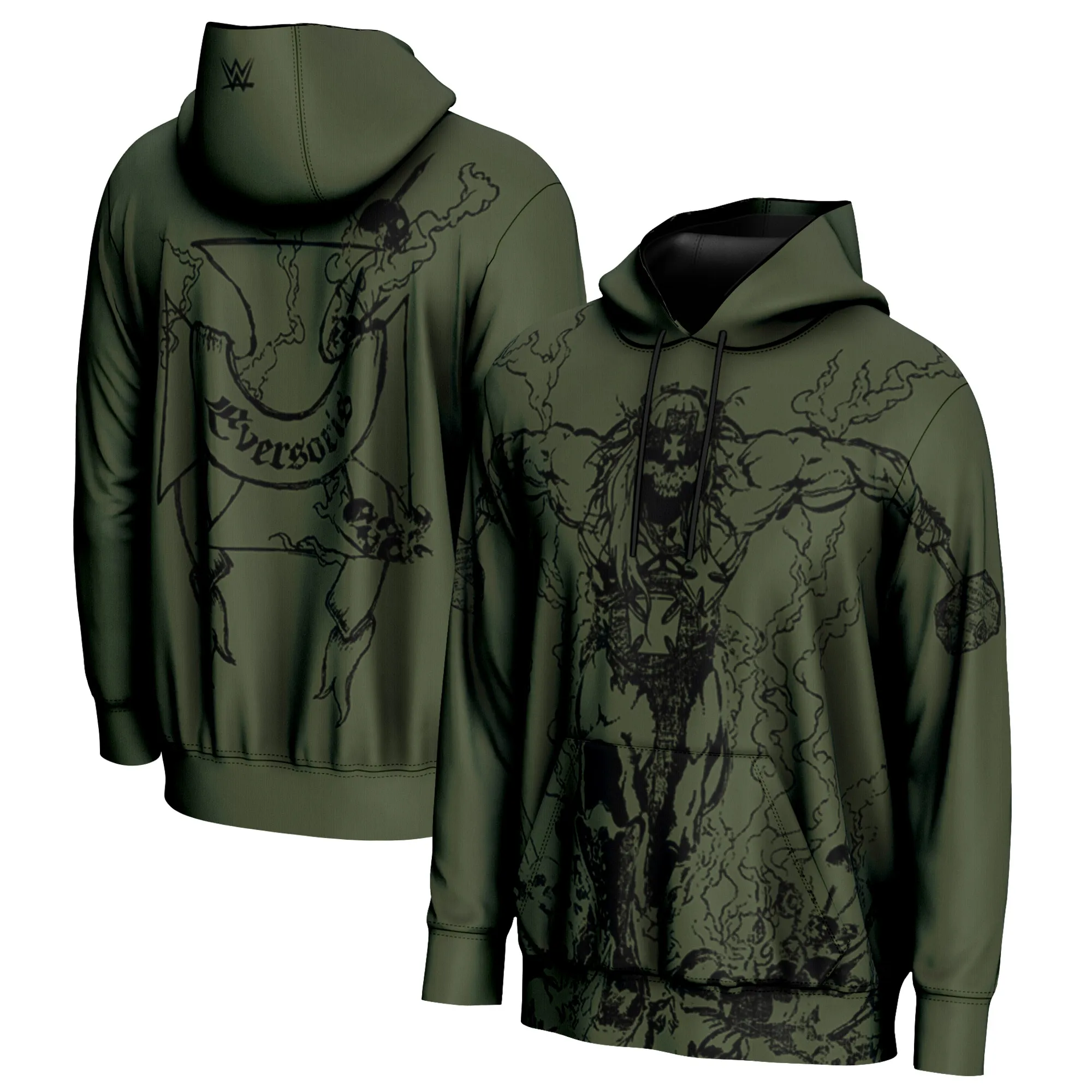 Men's ProSphere Olive Triple H Skull King Pullover Hoodie sold by WWE