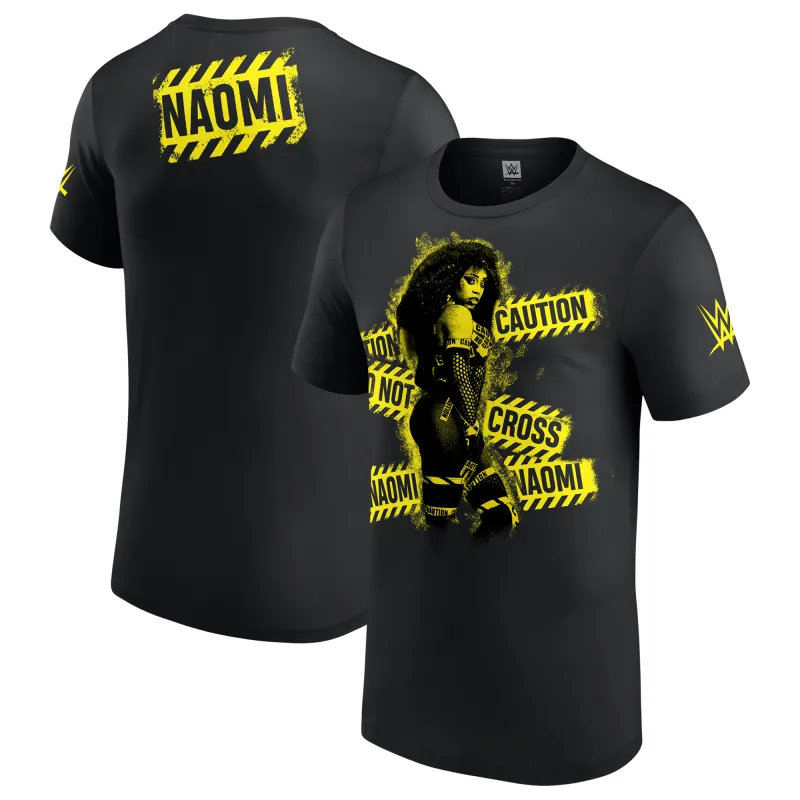 Men's Black Naomi Caution Do Not Cross T-Shirt sold by WWE