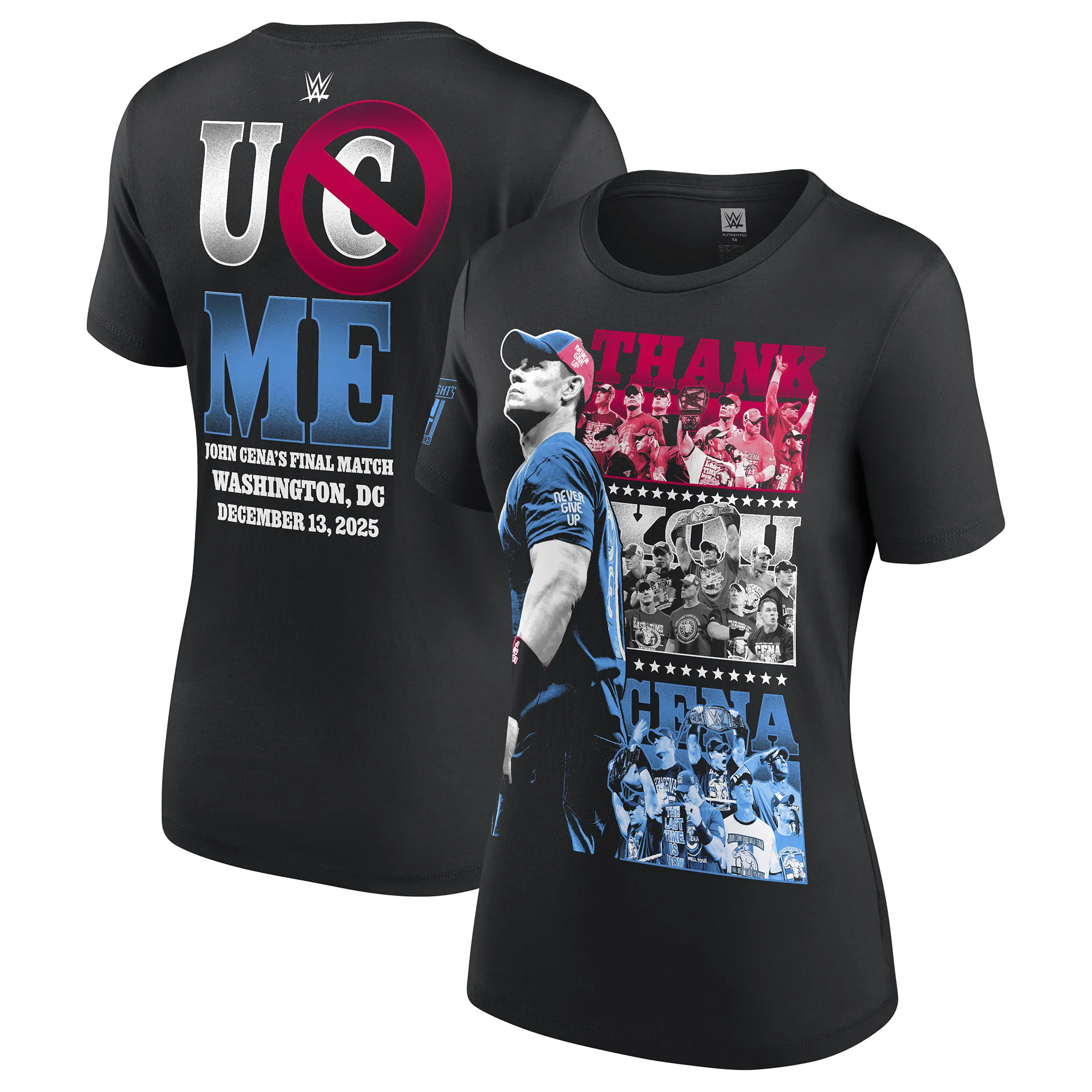 Women's Black John Cena Thank You Cena T-Shirt sold by WWE