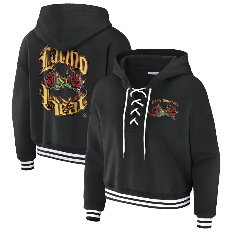 Women's WEAR by Erin Andrews Black Eddie Guerrero Lace-Up Hoodie made by WWE