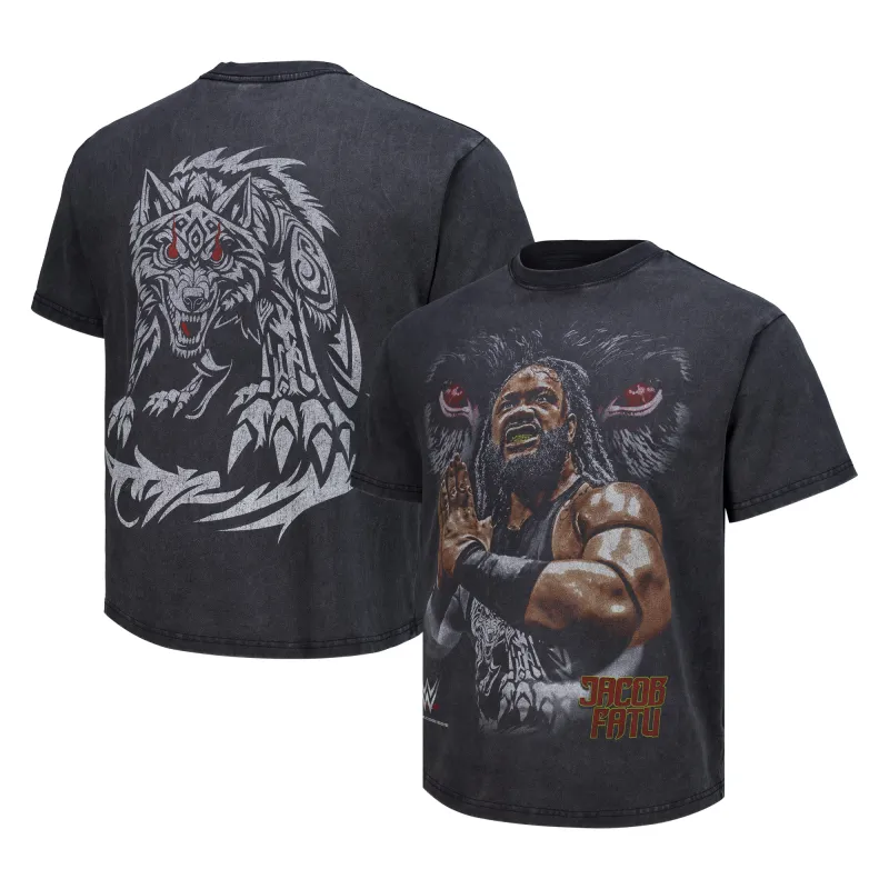 Men's Heather Black Jacob Fatu Untamed Boxy T-Shirt sold by WWE